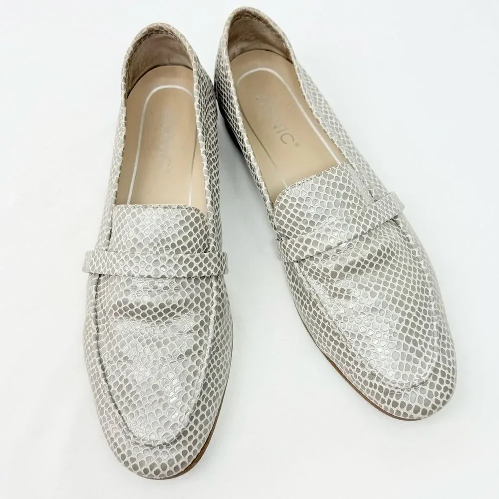 Vionic ZANA Gray Tan Lizard Print Slip On Orthotic Loafer Flats